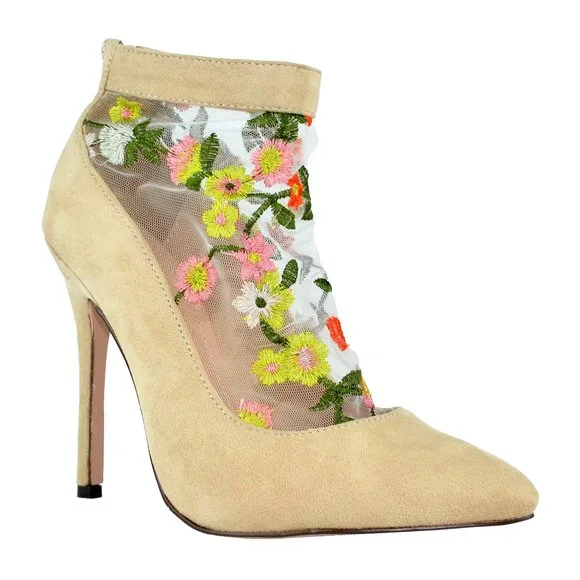 Chase & Chloe Betsy Embroidered Mesh Pump - Picture 1 of 5
